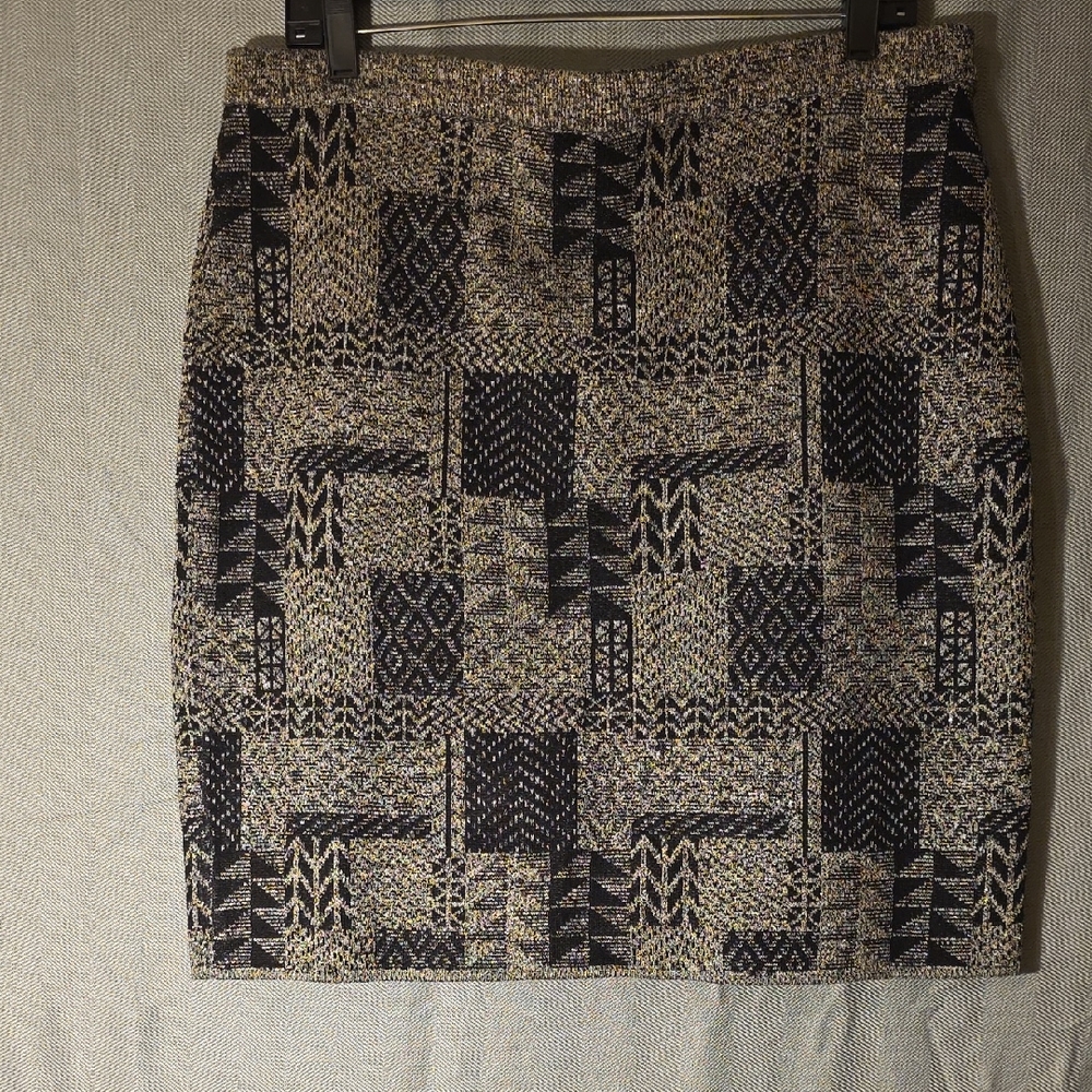 Carole Little Black and Cream Patterned Pencil Skirt